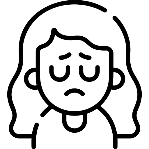 Sad woman sad long hair icon