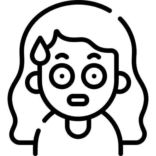 Embarrassed woman curly hair long hair icon