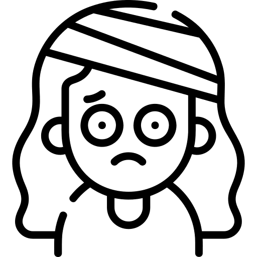 Injured curly hair woman long hair icon