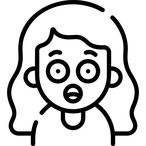 Surprised curly hair long hair woman icon