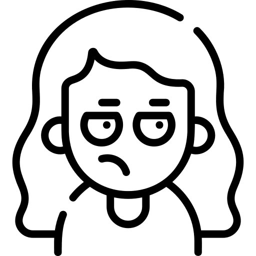 Suspicious smileys curly hair woman icon