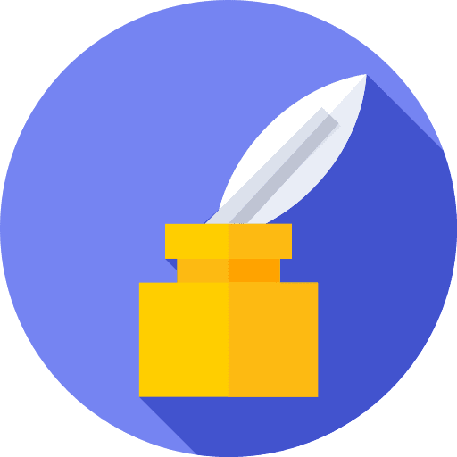 Quill feather pen communication ink icon