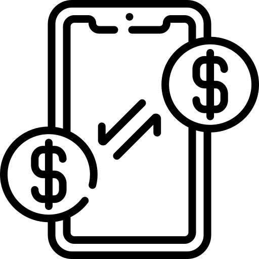 Money transfer money smartphone online banking icon