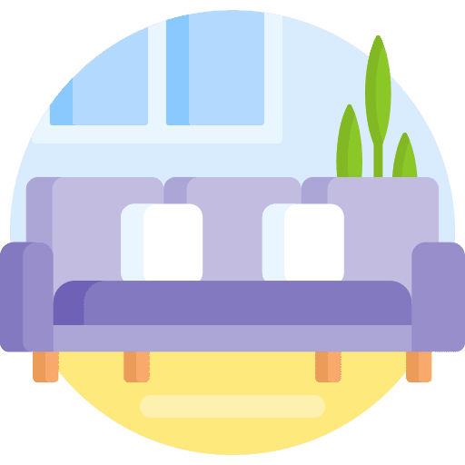 Couch comfortable furniture and household plant icon