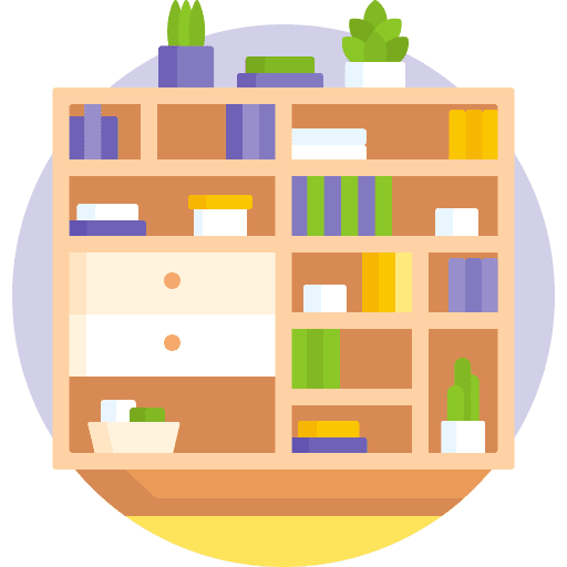 Bookshelf furniture and household plant pot bookcase icon