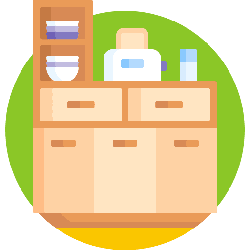 Cupboard kitchen shelves cabinet icon