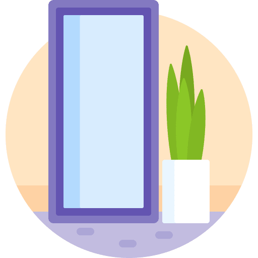 Mirror furniture and household interior design plant pot icon