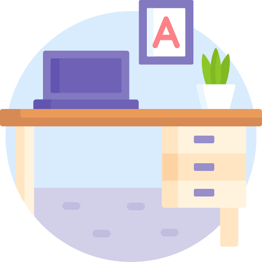 Desk laptop desk interior design icon