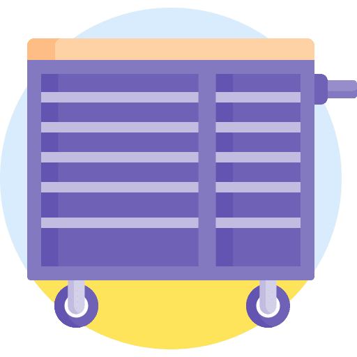 Cart construction and tools wheels improvement icon