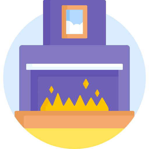 Fireplace fire winter furniture and household icon