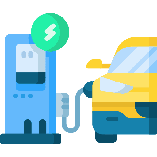 Charging station powered transportation power icon