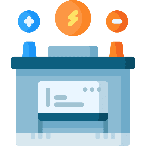 Battery supply electricity voltage icon