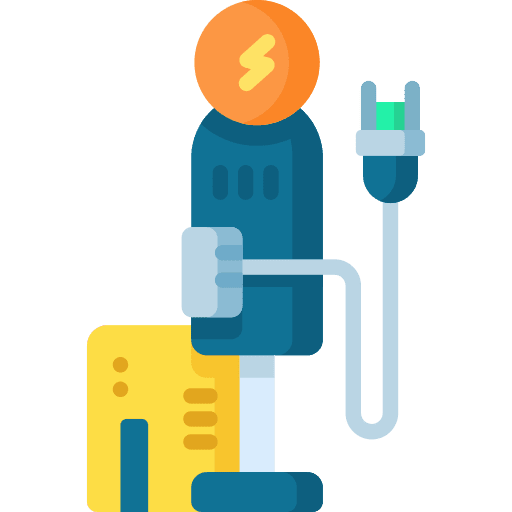 Charging station energy station architecture and city car icon