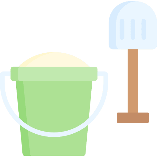 Sand bucket childhood kid beach icon