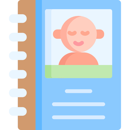 Photo album kid writing baby icon