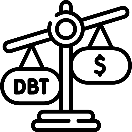 Debt crisis business and finance business icon