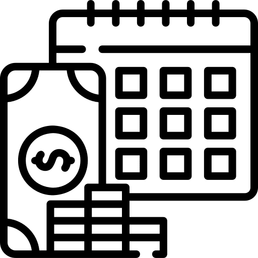 Payday time and date calendar money icon