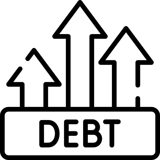 Debt bankrupt money growth icon