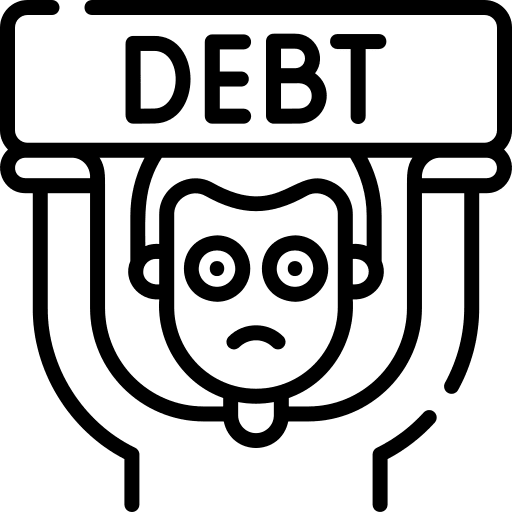 Debt debt poverty man icon
