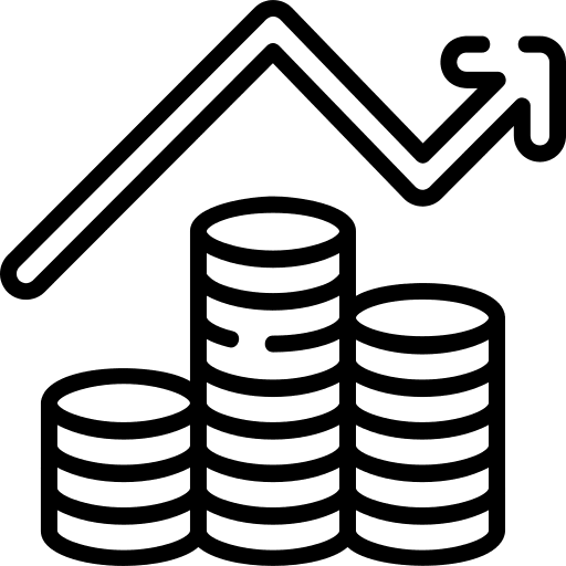 Debt line chart cash debt icon