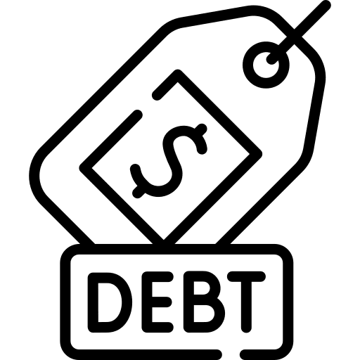 Debt purse finances debt icon