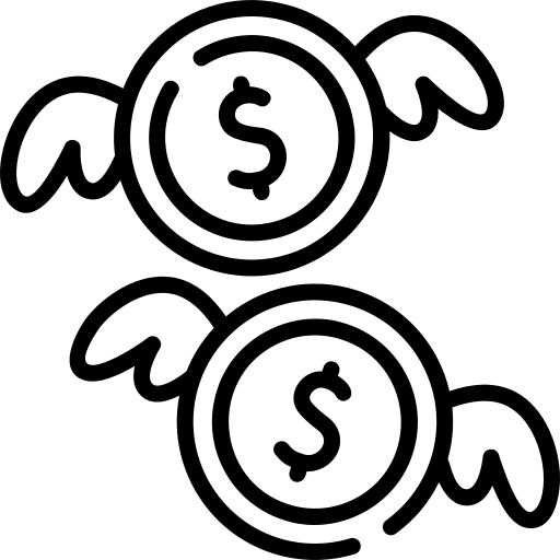 Money debt winged flight icon