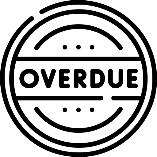 Overdue stamp late debt icon