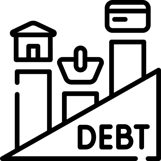 Debt business and finance cash debt icon