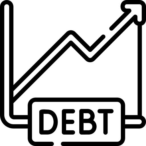 Debt business growing graph icon