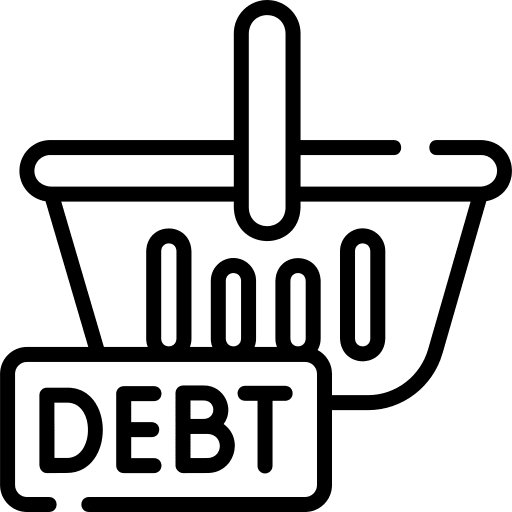 Debt funds finances broke icon