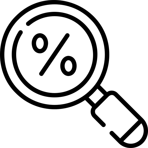 Tax payment magnifying glass interest icon