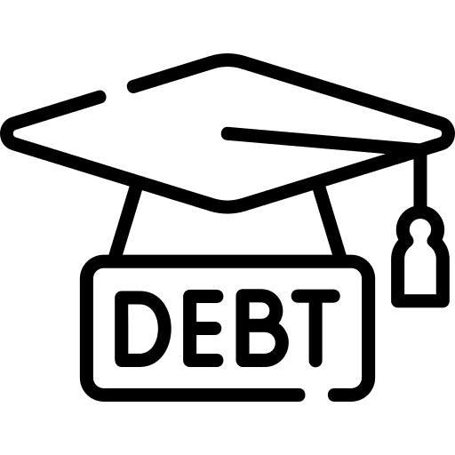 Debt dollar tuition cash icon