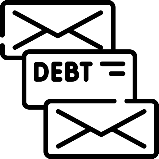 Debt mail envelope business and finance icon