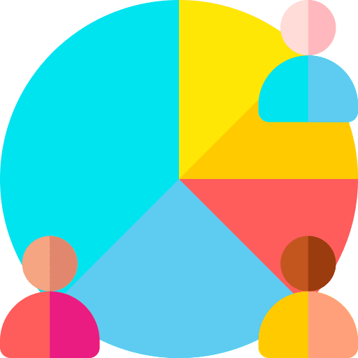 Pie chart business and finance segmentation teamwork icon