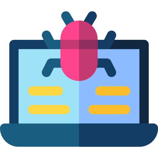 Bug virus laptop antivirus icon