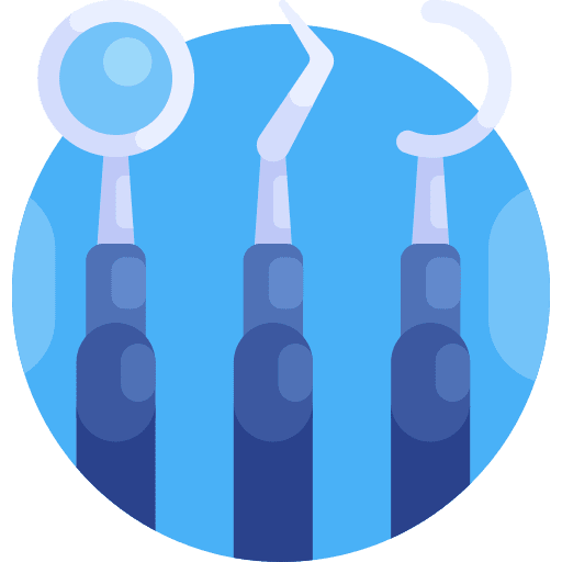 Dentist tools mouth mirror dental hygiene scraper icon