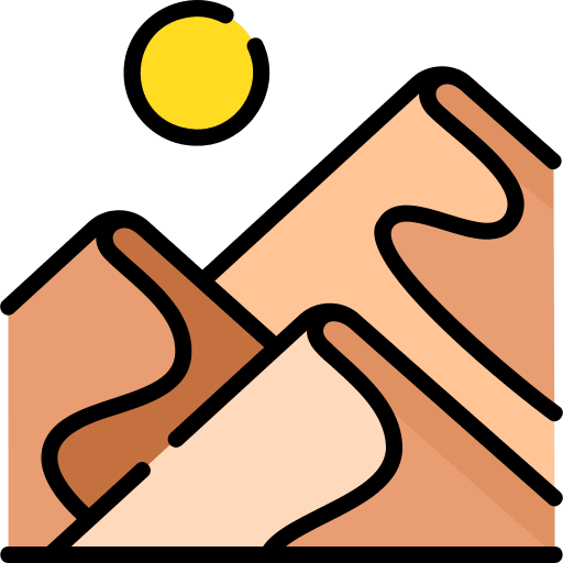 Desert landscape sun sand icon