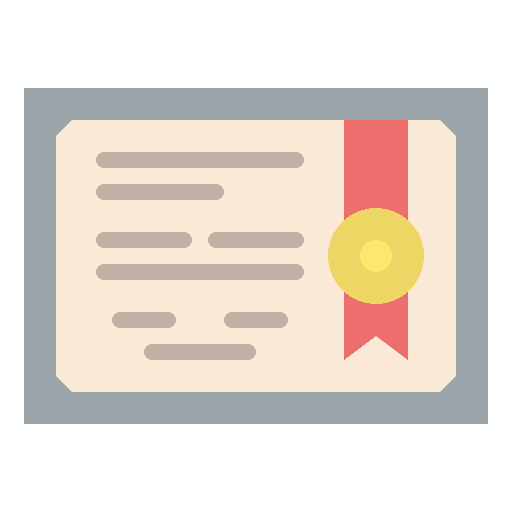 Certificate diploma patent badge icon