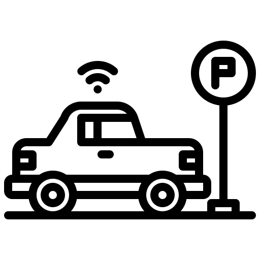 Parking transportation smart city architecture and city icon