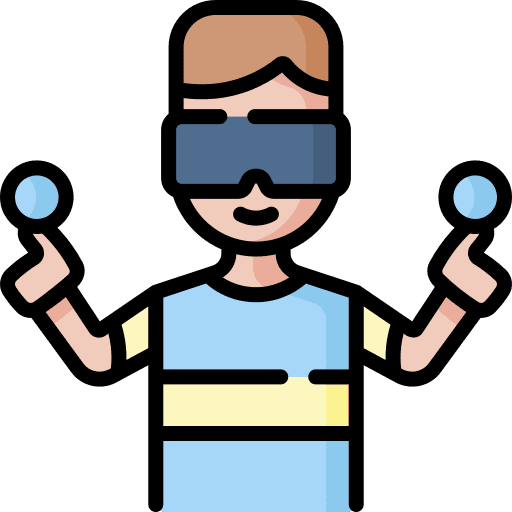 Virtual reality man vr glasses electronics icon