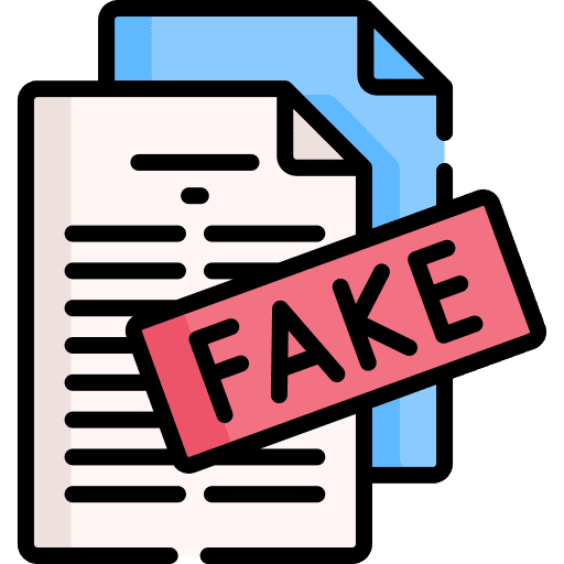 Fake news fraud discredit documents icon
