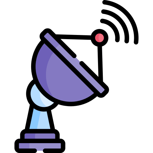 Satellite dish communications parabolic dishes radio antenna icon