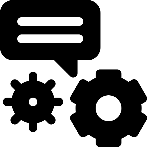 Detailed speech bubble settings work icon