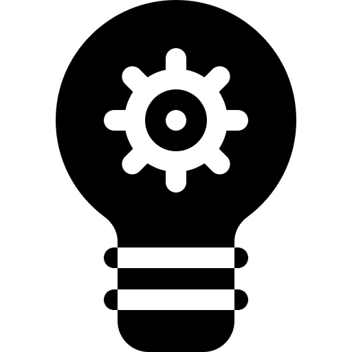 Light bulb gear settings cogwheel icon