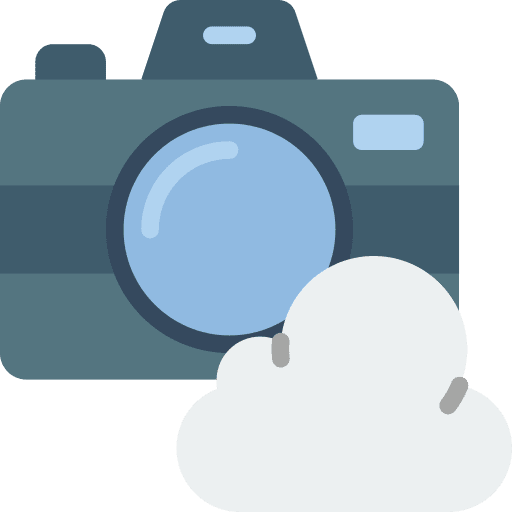 Camera data cloud computer icon