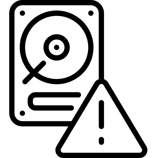 Alert hard drive sync data icon