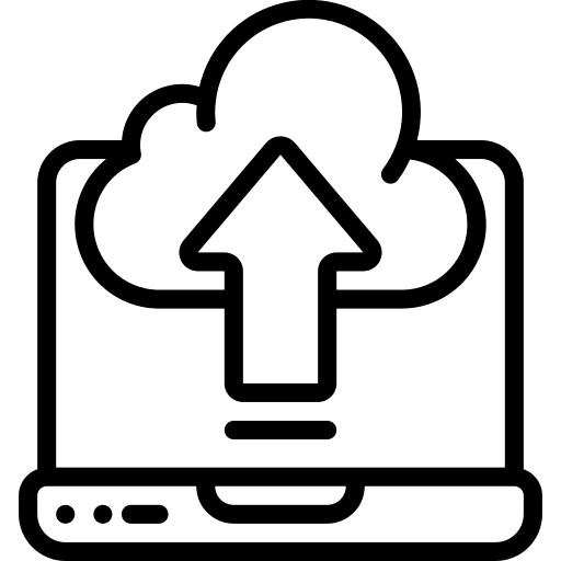 Cloud upload cloud laptop files icon