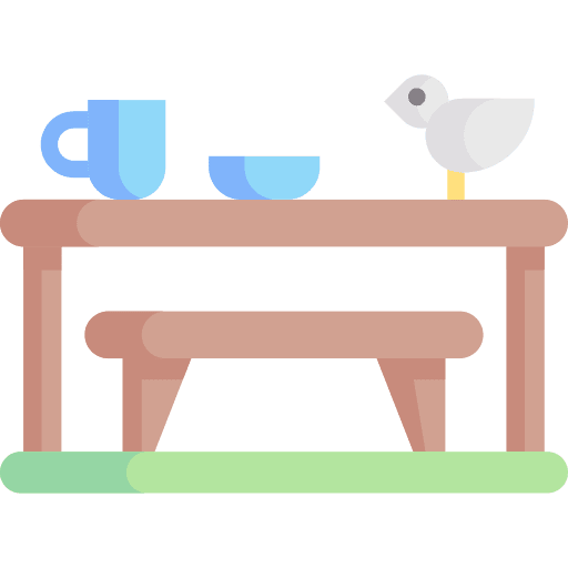 Rest area bench table camping icon