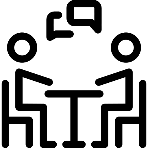 Meeting with a friend stick man table people icon