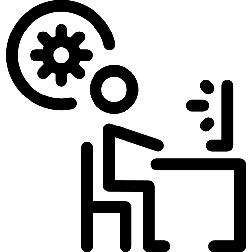 Working progress stick man screen thinking icon